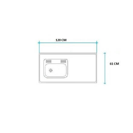 Imagen de Mesada 120cm JOHNSON ac.430 c/resp.sin aguj.c/pilet.sim zz-52 i