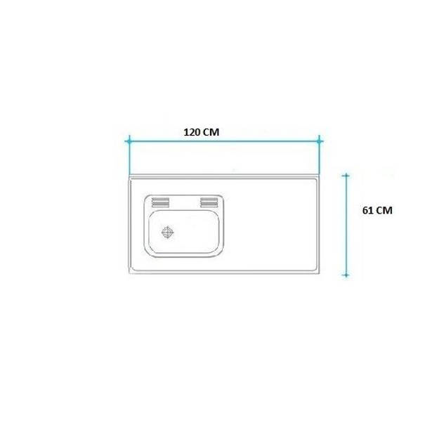 Imagen de Mesada 120cm JOHNSON ac.430 c/resp.sin aguj.c/pilet.sim zz-52 i