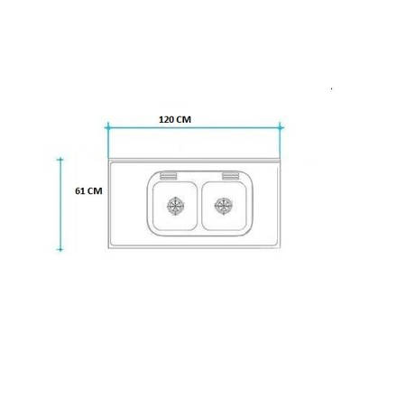 Imagen de Mesada 120cm JOHNSON ac.304 c/resp.sin aguj.c/pileta dob c-28 c