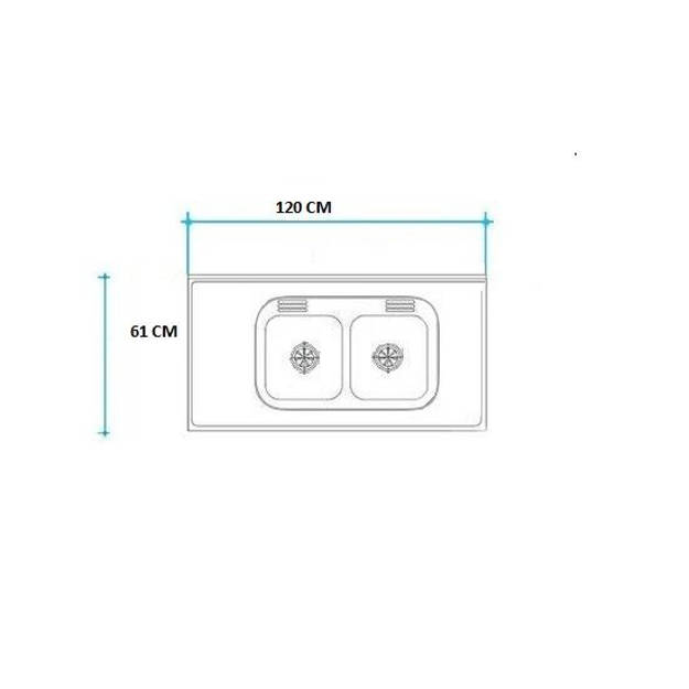 Imagen de Mesada 120cm JOHNSON ac.304 c/resp.sin aguj.c/pileta dob c-28 c
