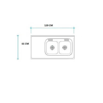 Imagen de Mesada 120cm JOHNSON ac.304 c/resp.sin aguj.c/pileta dob c-28 d