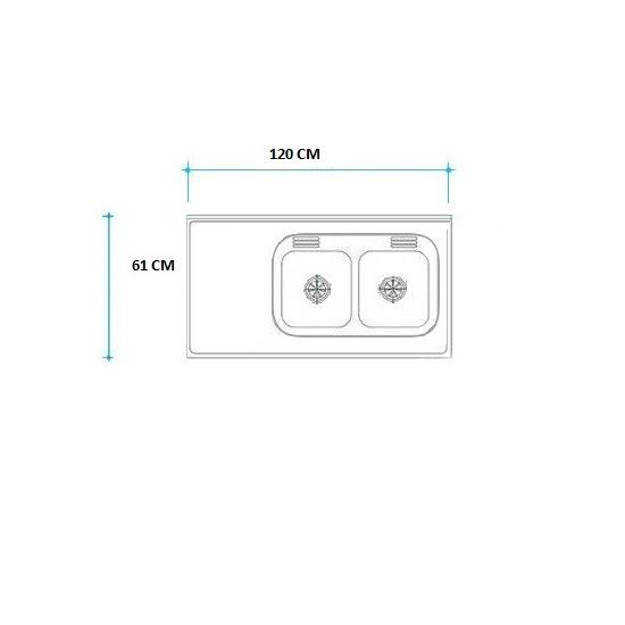 Imagen de Mesada 120cm JOHNSON ac.304 c/resp.sin aguj.c/pileta dob c-28 d