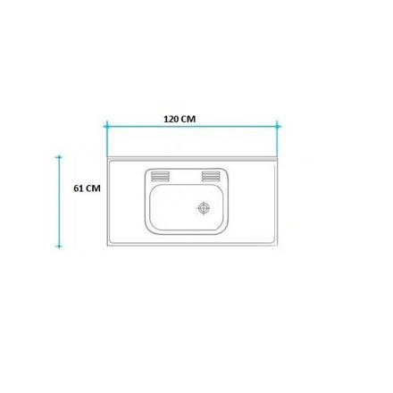 Imagen de Mesada 120cm JOHNSON ac.304 c/resp.sin aguj.c/pileta sim z-52 c