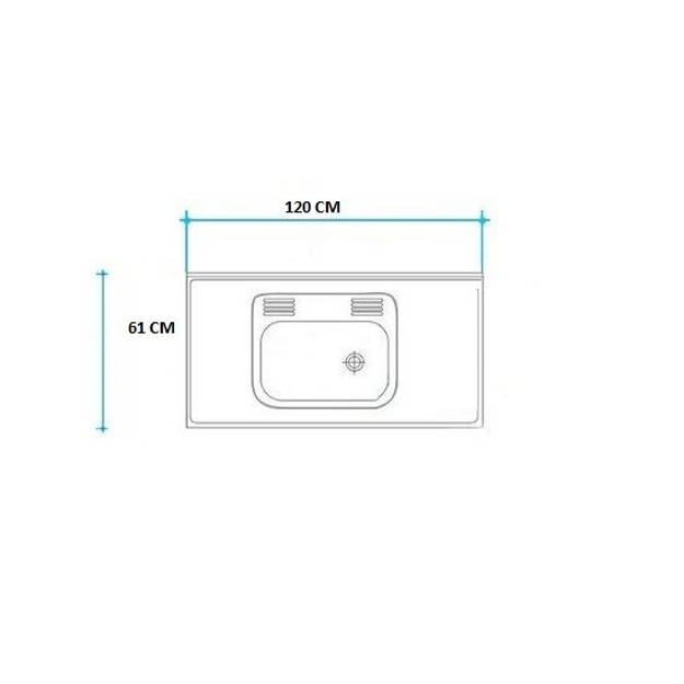 Imagen de Mesada 120cm JOHNSON ac.304 c/resp.sin aguj.c/pileta sim z-52 c