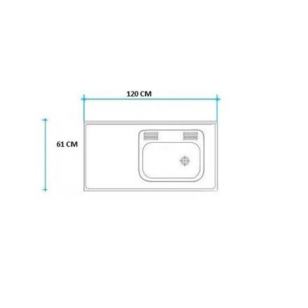 Imagen de Mesada 120cm JOHNSON ac.304 c/resp.sin aguj.c/pileta sim z-52 d