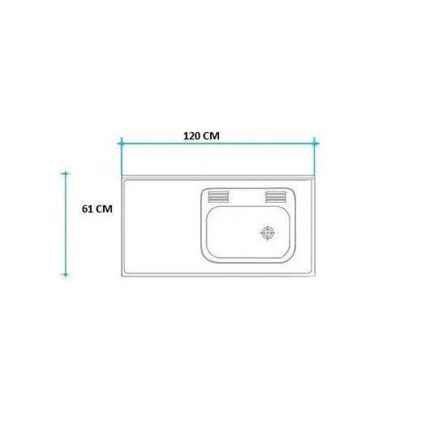 Imagen de Mesada 120cm JOHNSON ac.304 c/resp.sin aguj.c/pileta sim z-52 d