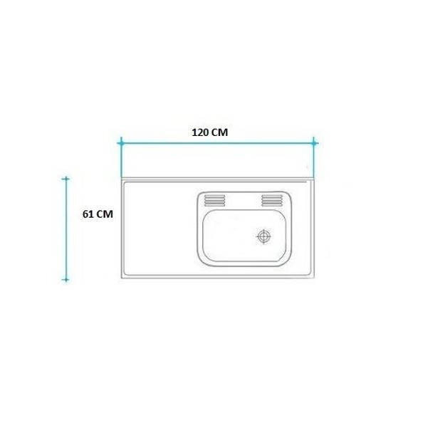 Imagen de Mesada 120cm JOHNSON ac.430 c/resp.sin aguj.c/pilet.sim zz-52 d