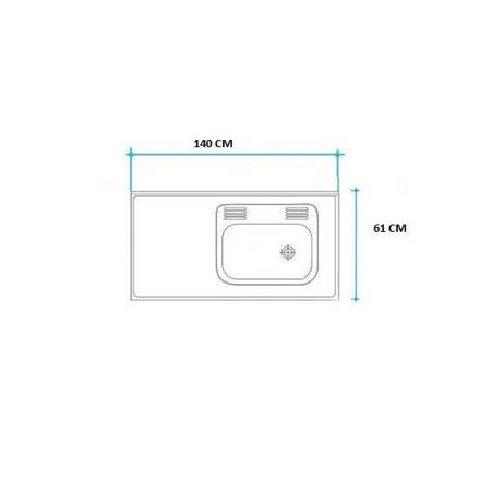 Imagen de Mesada 140cm JOHNSON ac.430 c/resp.sin aguj.c/pilet.sim zz-52 d