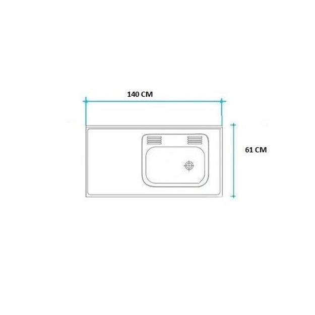 Imagen de Mesada 140cm JOHNSON ac.430 c/resp.sin aguj.c/pilet.sim zz-52 d
