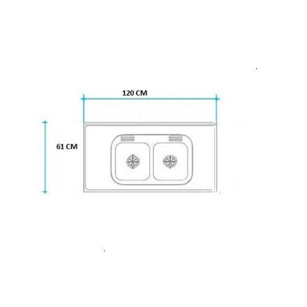 Imagen de Mesada 140cm JOHNSON ac.304 c/resp.sin aguj.c/pileta dob c-37 c