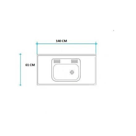 Imagen de Mesada 140cm JOHNSON ac.304 c/resp.sin aguj.c/pileta sim z-52 c
