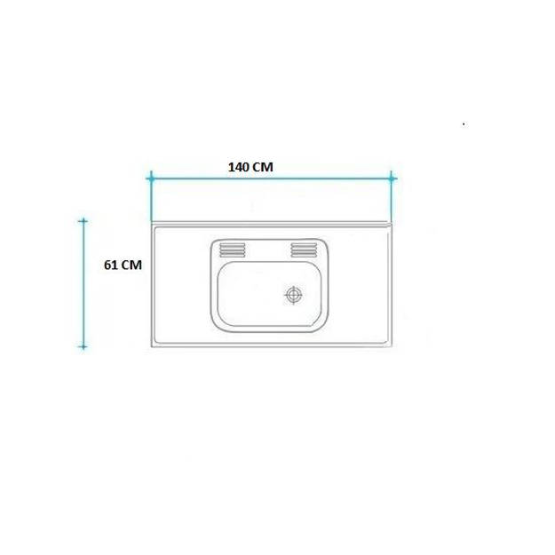 Imagen de Mesada 140cm JOHNSON ac.304 c/resp.sin aguj.c/pileta sim z-52 c
