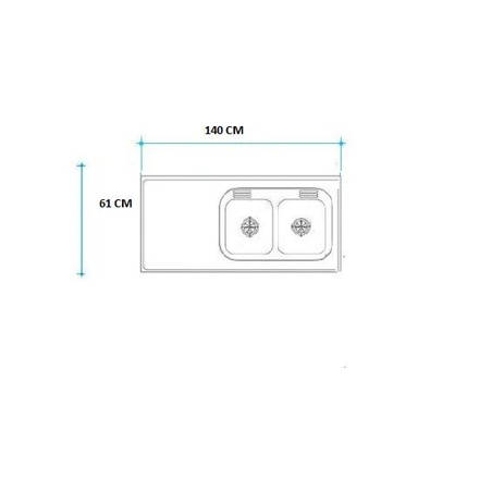 Imagen de Mesada 140cm JOHNSON ac.430 c/resp.sin aguj.c/pilet.dob cc-37 d