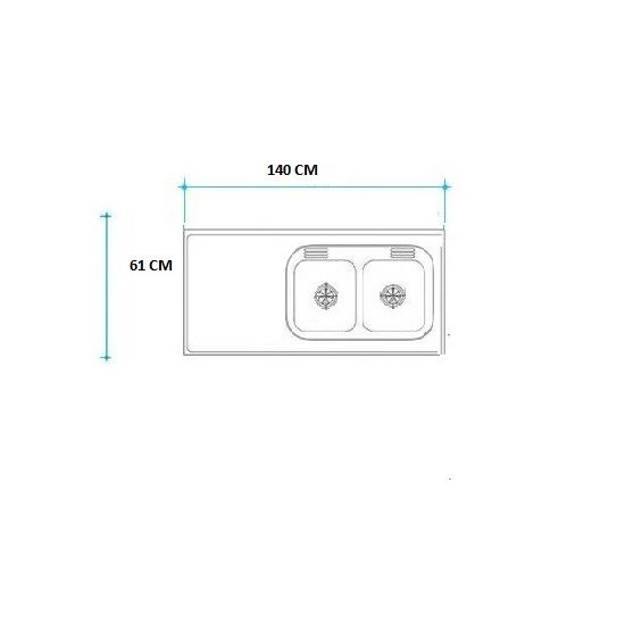 Imagen de Mesada 140cm JOHNSON ac.430 c/resp.sin aguj.c/pilet.dob cc-37 d