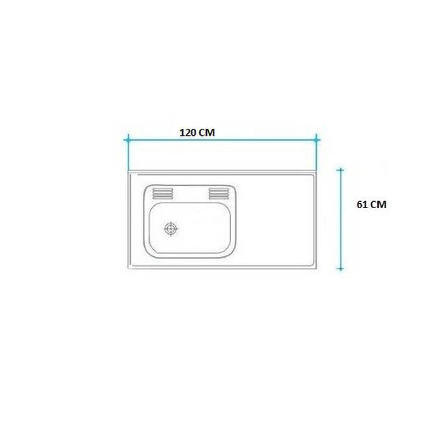 Imagen de Mesada 140cm JOHNSON ac.430 c/resp.sin aguj.c/pilet.sim zz-52 i