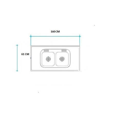 Imagen de Mesada 160cm JOHNSON ac.304 c/resp.sin aguj.c/pileta dob c-37 c