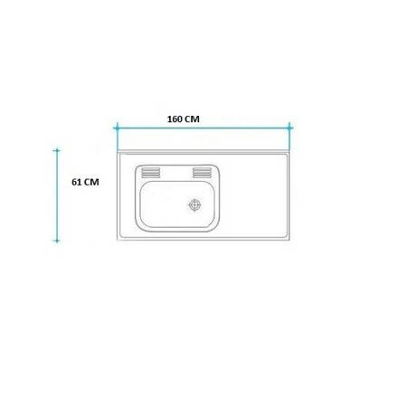 Imagen de Mesada 160cm JOHNSON ac.430 c/resp.sin aguj.c/p.sim zz-52 izq.