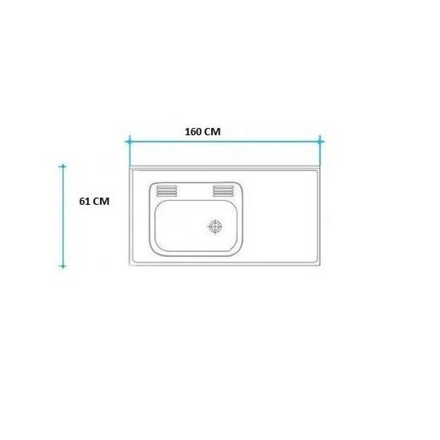 Imagen de Mesada 160cm JOHNSON ac.430 c/resp.sin aguj.c/p.sim zz-52 izq.