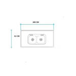 Imagen de Mesada 200cm JOHNSON ac.304 c/resp.sin aguj.c/pileta dob c-37 c
