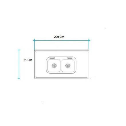 Imagen de Mesada 200cm JOHNSON ac.304 c/resp.sin aguj.c/pileta dob c-37 c