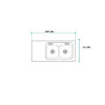Imagen de Mesada 200cm JOHNSON ac.304 c/resp.sin aguj.c/pileta dob c-37 d