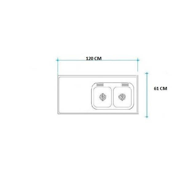 Imagen de Mesada 120cm JOHNSON ac.430 c/resp,sin aguj,c/p.dob cc-28"d"