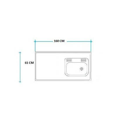 Imagen de Mesada 160cm JOHNSON ac.430 c/resp.sin aguj.c/p.sim zz-52 der.