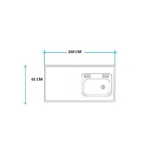 Imagen de Mesada 160cm JOHNSON ac.430 c/resp.sin aguj.c/p.sim zz-52 der.