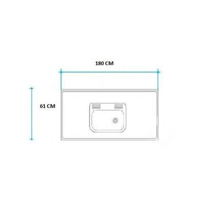 Imagen de Mesada 180cm JOHNSON ac.304 c/resp.sin aguj.c/pileta sim z-52 c