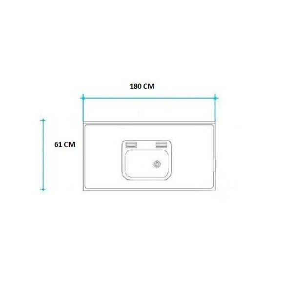 Imagen de Mesada 180cm JOHNSON ac.304 c/resp.sin aguj.c/pileta sim z-52 c