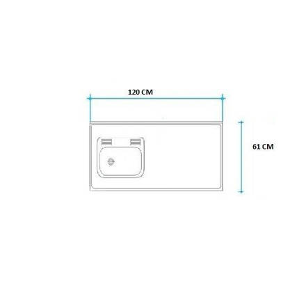 Imagen de Mesada 120cm JOHNSON ac.304 c/resp.sin aguj.c/pileta sim z-52 i