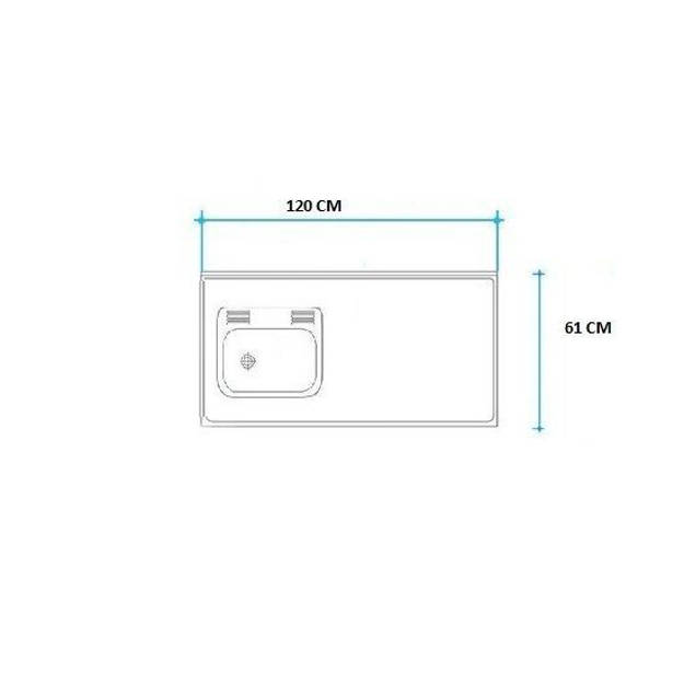 Imagen de Mesada 120cm JOHNSON ac.304 c/resp.sin aguj.c/pileta sim z-52 i