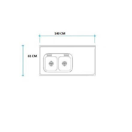 Imagen de Mesada 140cm JOHNSON ac.304 c/resp.sin aguj.c/pileta dob c-37 i