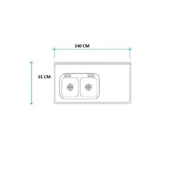 Imagen de Mesada 140cm JOHNSON ac.304 c/resp.sin aguj.c/pileta dob c-37 i