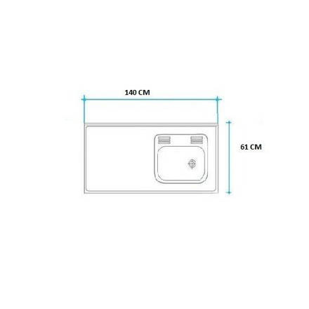 Imagen de Mesada 140cm JOHNSON ac.304 c/resp.sin aguj.c/pileta sim z-52 d