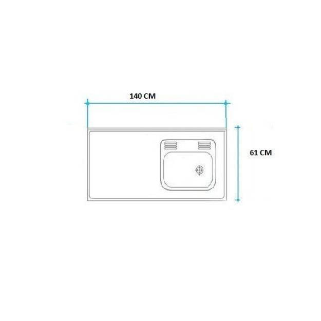 Imagen de Mesada 140cm JOHNSON ac.304 c/resp.sin aguj.c/pileta sim z-52 d