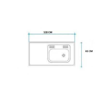 Imagen de Mesada 160cm JOHNSON ac.304 c/resp.sin aguj.c/pileta sim z-52 d