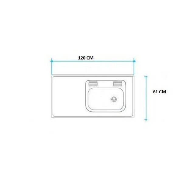 Imagen de Mesada 160cm JOHNSON ac.304 c/resp.sin aguj.c/pileta sim z-52 d