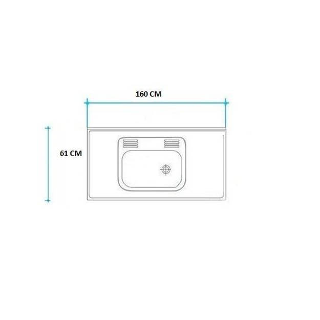 Imagen de Mesada 160cm JOHNSON ac.304 c/resp.sin aguj.c/pileta sim z-52 c
