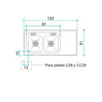 Imagen de Mesada 120cm JOHNSON ac.304 c/resp.sin aguj.c/pileta dob c-28 i