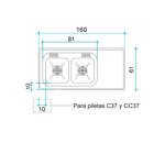 Imagen de Mesada 160cm JOHNSON ac.304 c/resp.sin aguj.c/pileta dob c-37 d