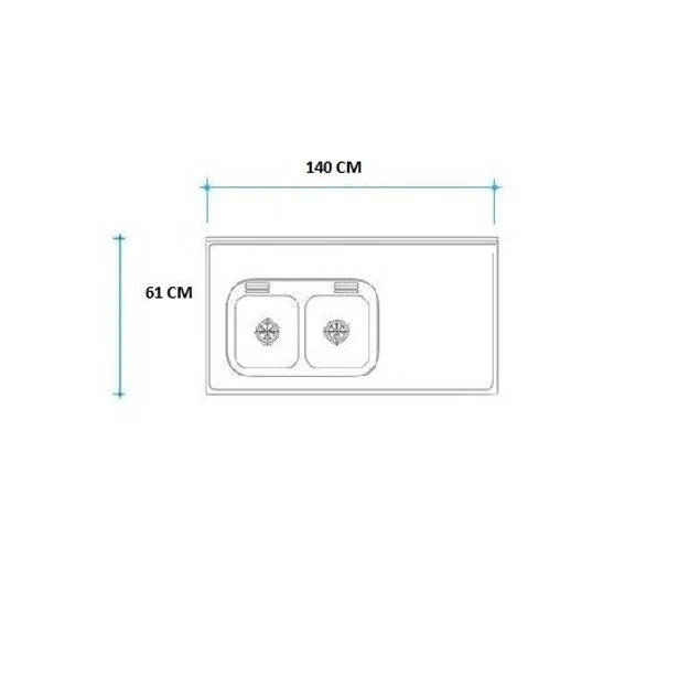 Imagen de Mesada 140cm JOHNSON ac.430 c/resp.sin aguj.c/pilet.dob cc-37 i