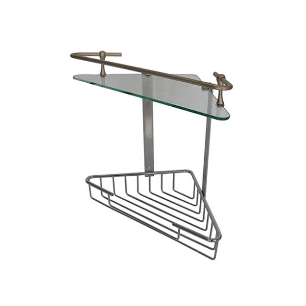 Imagen de Esquinero doble c/1 cristal bronce cromo total ACCECO AB-1019