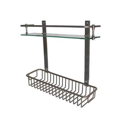 Imagen de Repisa canasto doble 1 cristal bronce cromo total ACCECO ab1047