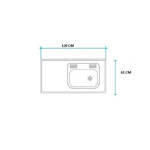 Imagen de Mesada 160cm JOHNSON ac.304 c/resp.sin aguj.c/pileta sim z-52 d