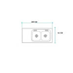Imagen de Mesada 200cm JOHNSON ac.304 c/resp.sin aguj.c/pileta dob c-37 d