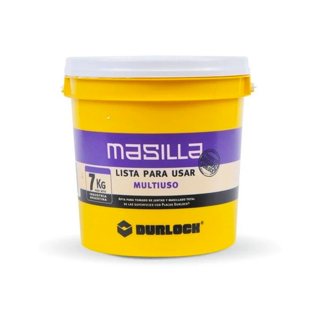 Imagen de Masilla lista para usar multiuso p/placas yeso balde 7kg. DURLOCK