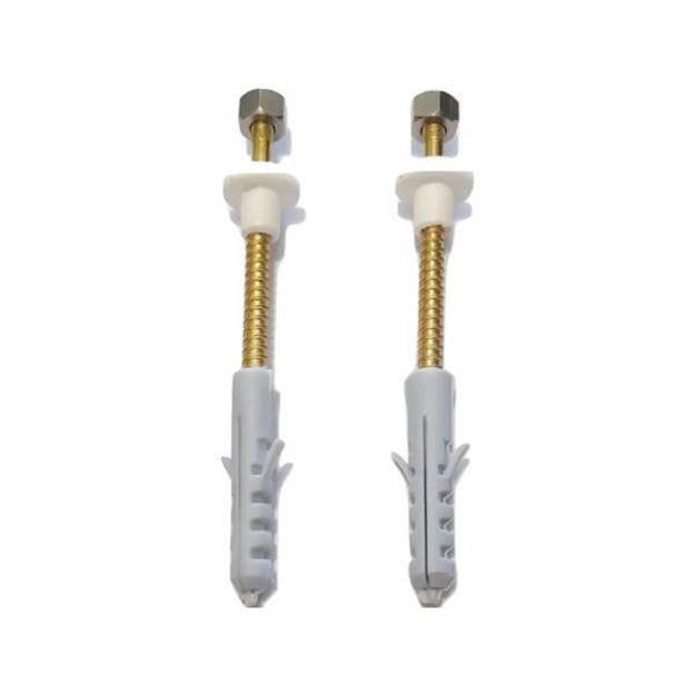 Imagen de Kit 2 tornillos bronce 22x80 mm cabeza cromada y 2 tacos fij.