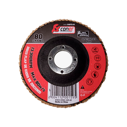 Imagen de Disco flap 115X22,23 oxido zirconio gr. 80 CONER