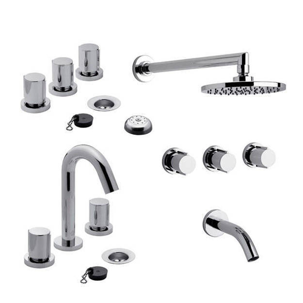 Imagen de Juego grifería p/ baño FV California Bidet, Lavat, Ducha c/Trans